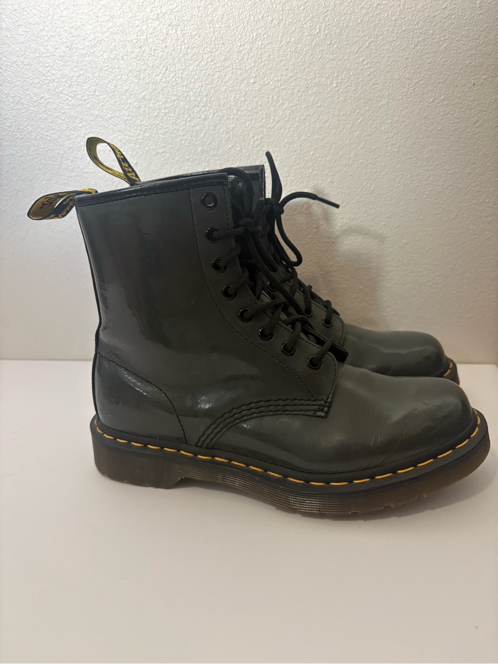 Dr. Martens Gray Patent Lace-Up Women's Boots Womens 8